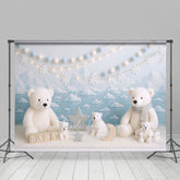 Aperturee - Aperturee Cold Winter Polar Bear Sky Photo Cake Smash Backdrop